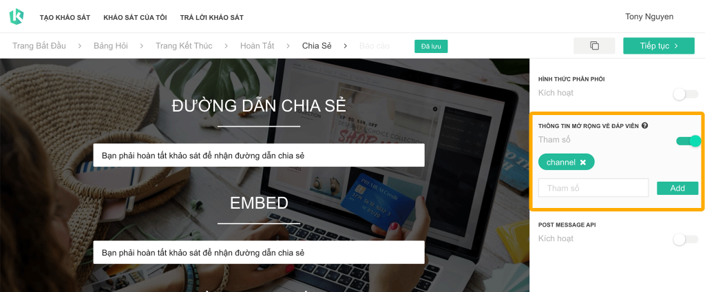 sử dụng tham số trong khảo sát