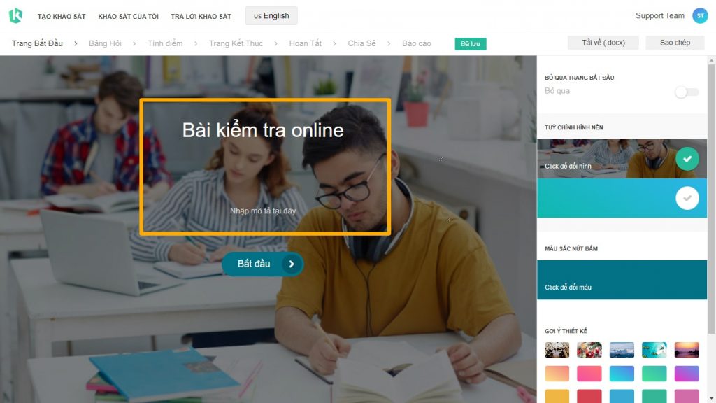 Tạo bài kiểm tra trắc nghiệm online là một cách tuyệt vời để kiểm tra kiến thức và đánh giá kết quả học tập của bạn. Với nhiều nền tảng online hỗ trợ tạo bài kiểm tra trắc nghiệm, bạn có thể dễ dàng tạo bài kiểm tra phù hợp với nhu cầu của mình chỉ trong vài phút. Hãy truy cập các nền tảng trực tuyến và trở thành người tạo ra các bài kiểm tra chất lượng cho cộng đồng học tập của bạn.